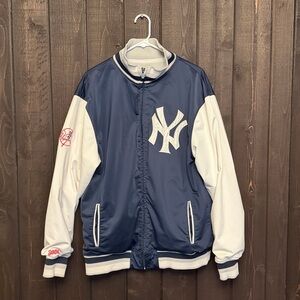 New York Yankees Jacket Men Stitches Athletic Zip Up Full Track Navy White M/L